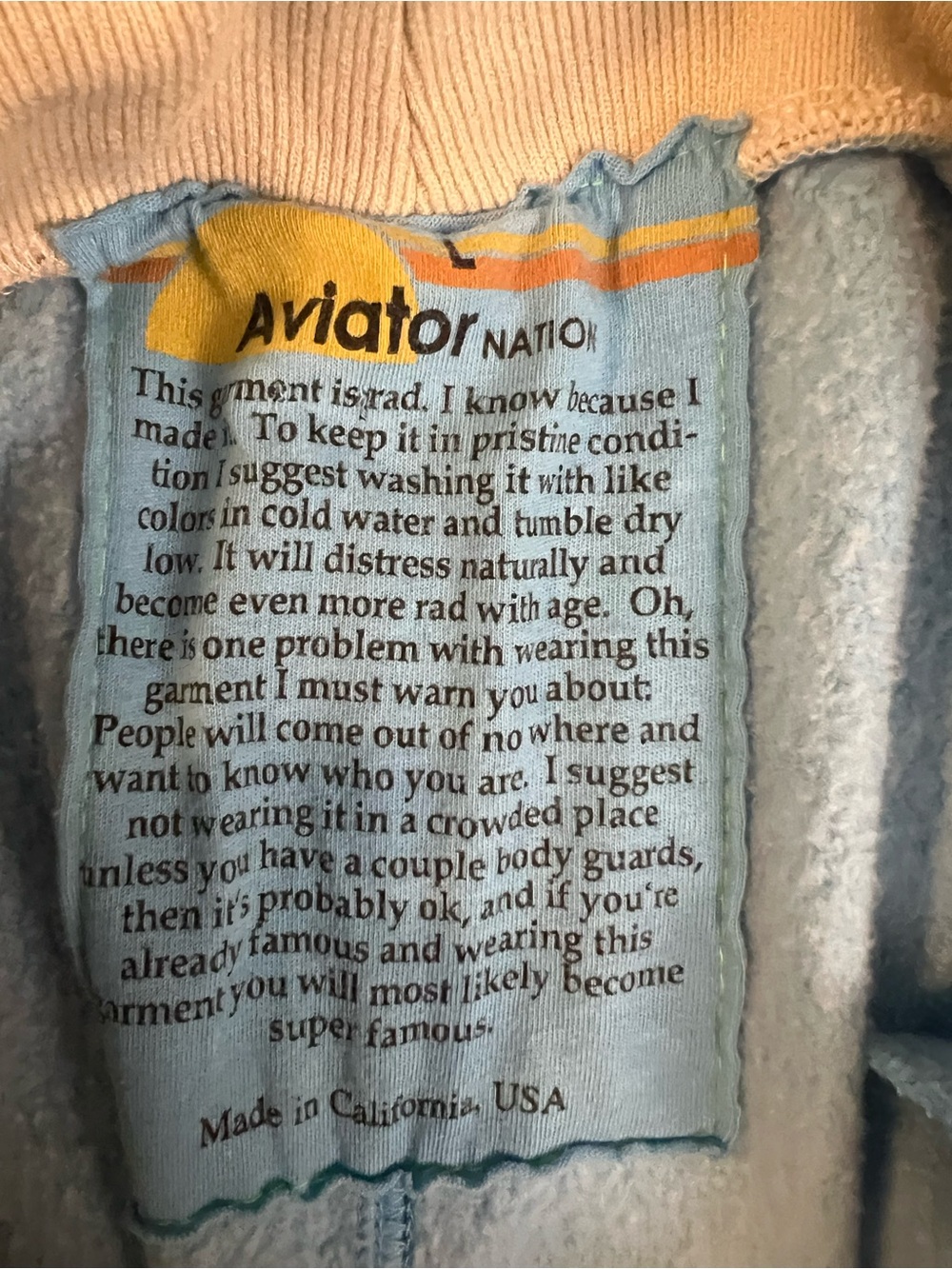 Aviator Nation Rainbow Stripe Joggers Sky Blue Retro Sweatpants Large - Picture 3 of 3
